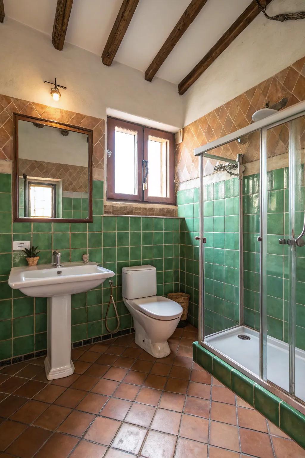 The rustic warmth and texture are enhanced by <strong><em>green terracotta</em></strong> tiles.” loading=”lazy” class=”pimg”>
	</picture><figcaption>The rustic warmth and texture are enhanced by <strong><em>green terracotta</em></strong> tiles.</figcaption></figure>
<p>The earthy warmth of <strong><em>green terracotta</em></strong> tiles is ideal for creating a welcoming atmosphere. I adore the way they give the space a natural, textured feel.</p>
<h3>A few things you might like:</h3>
<ul class=