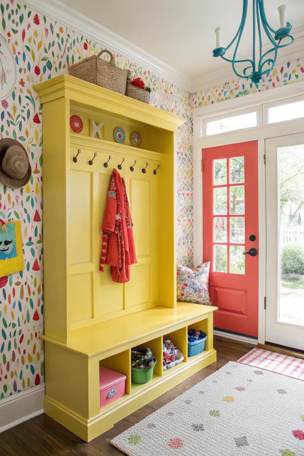 Inject energy by using a bold-colored hall tree.