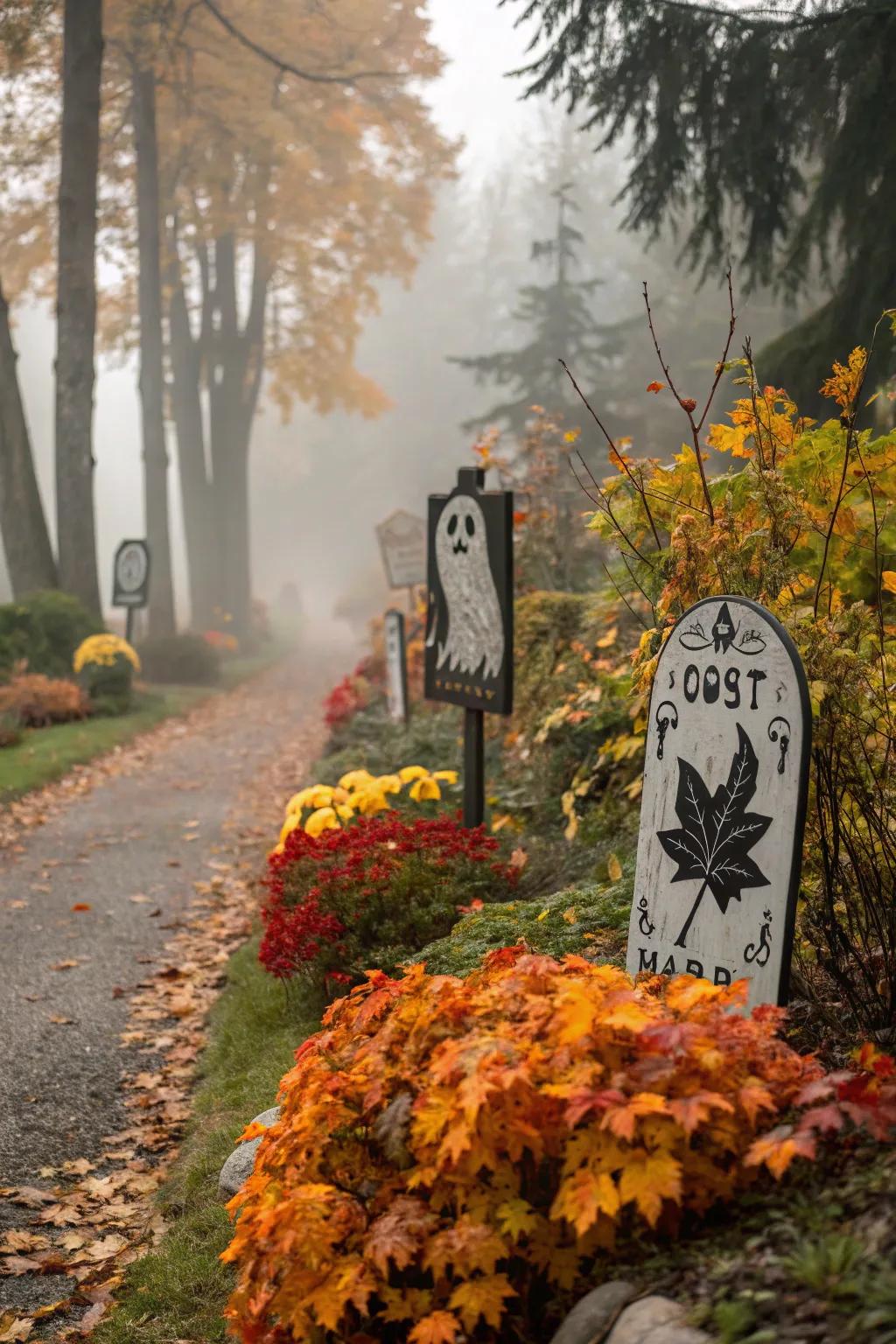 Garden apparitions adding a playful touch to open-air spaces.