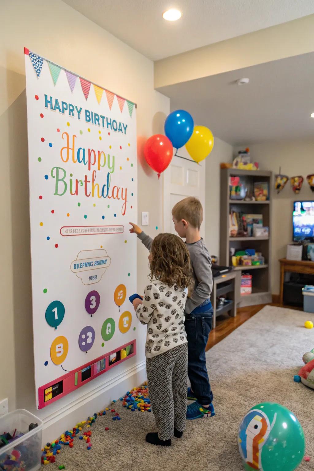 Interactive elements create engaging birthday display experiences.