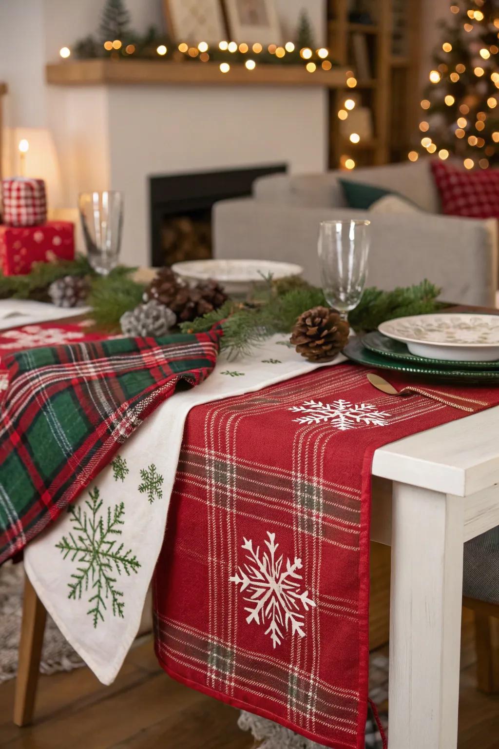 Celebratory weaves such as plaid infuse celebratory charm into your surface.