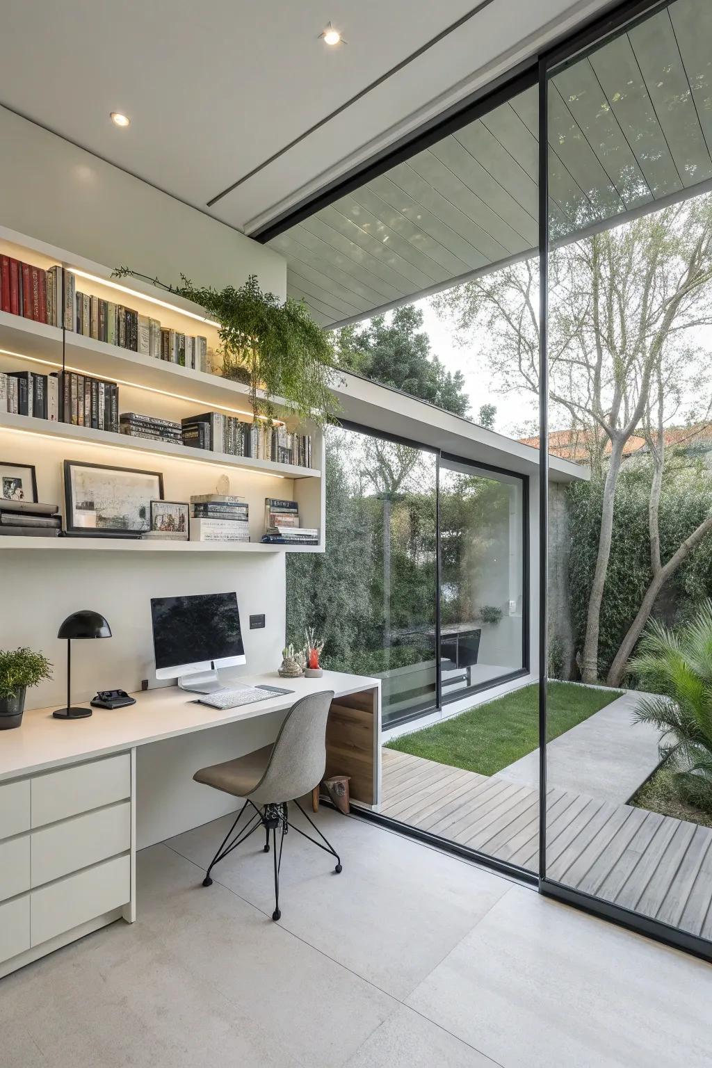 A stylish and open workspace for output.