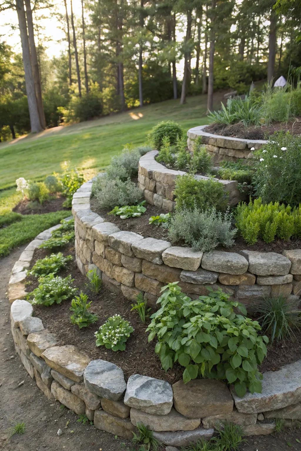 Create a space-saving spiral herb garden.