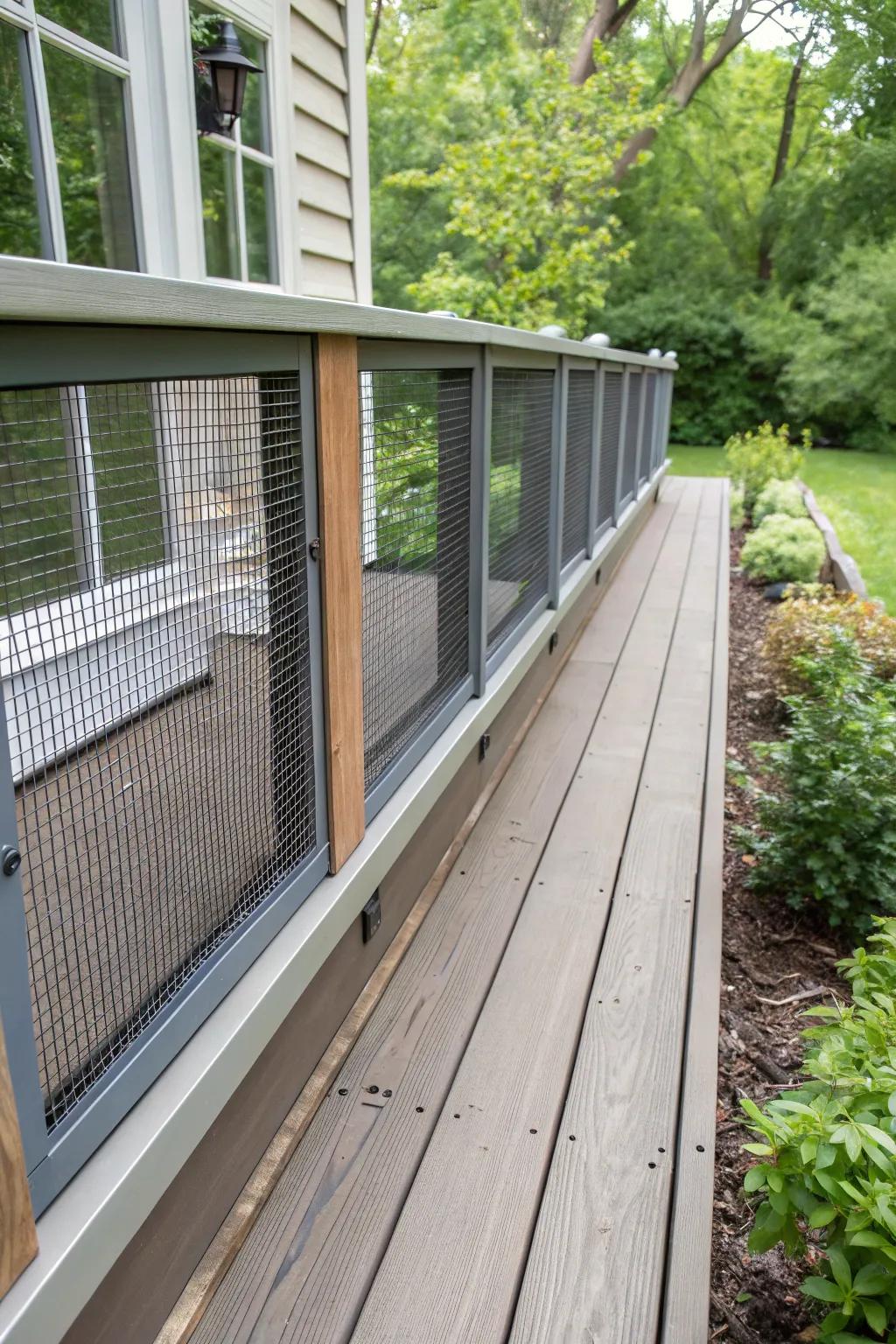 Mesh screens afford airflow and safeguard from pests.