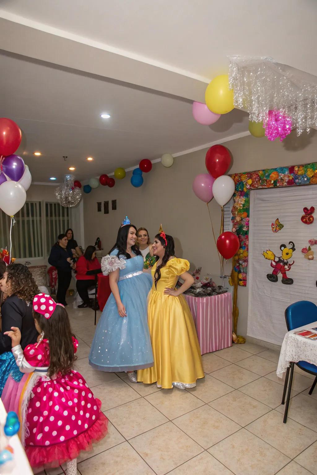 A creative indoor party featuring a themed dress-up event.