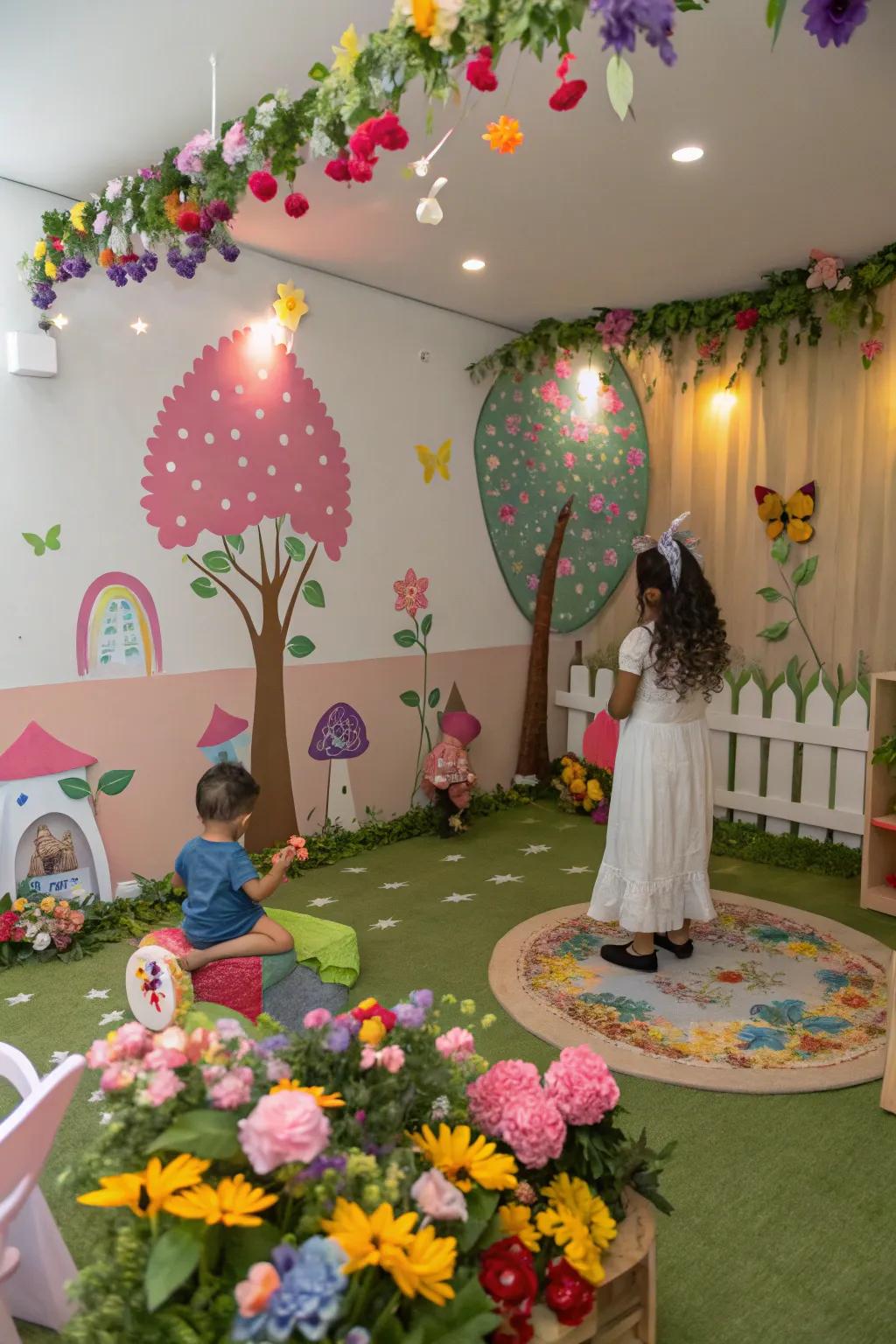 A colorful enchanted grounds classroom that blossoms through imagination.