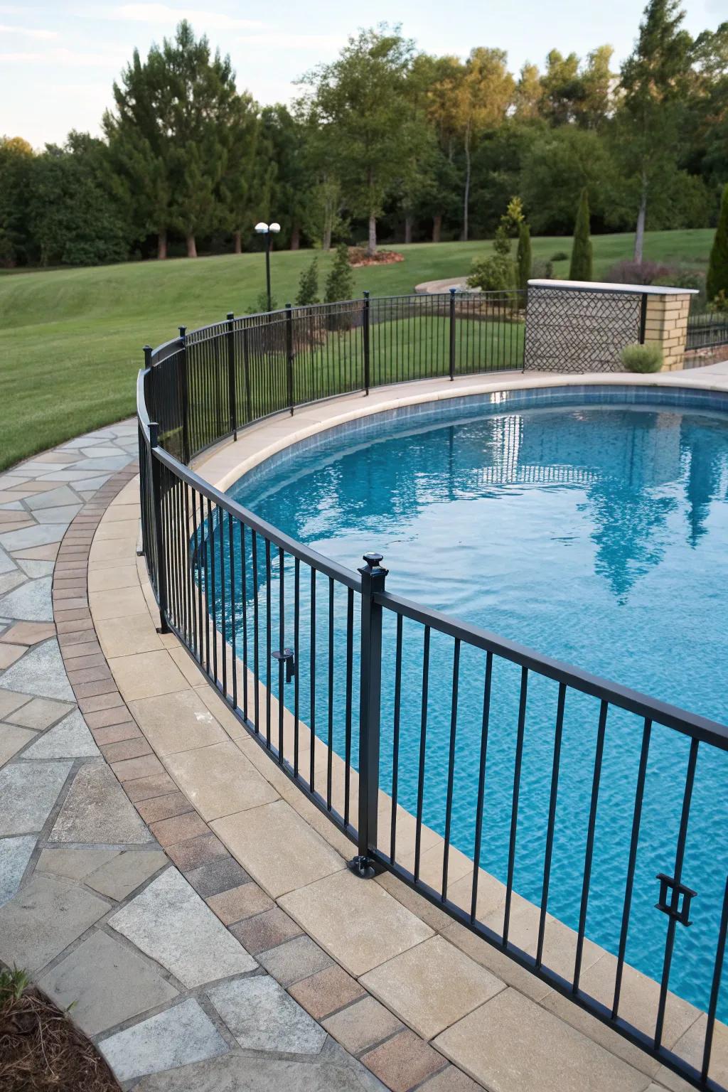 Rounded surrounds contribute a gentle and welcoming element to pool expanses.