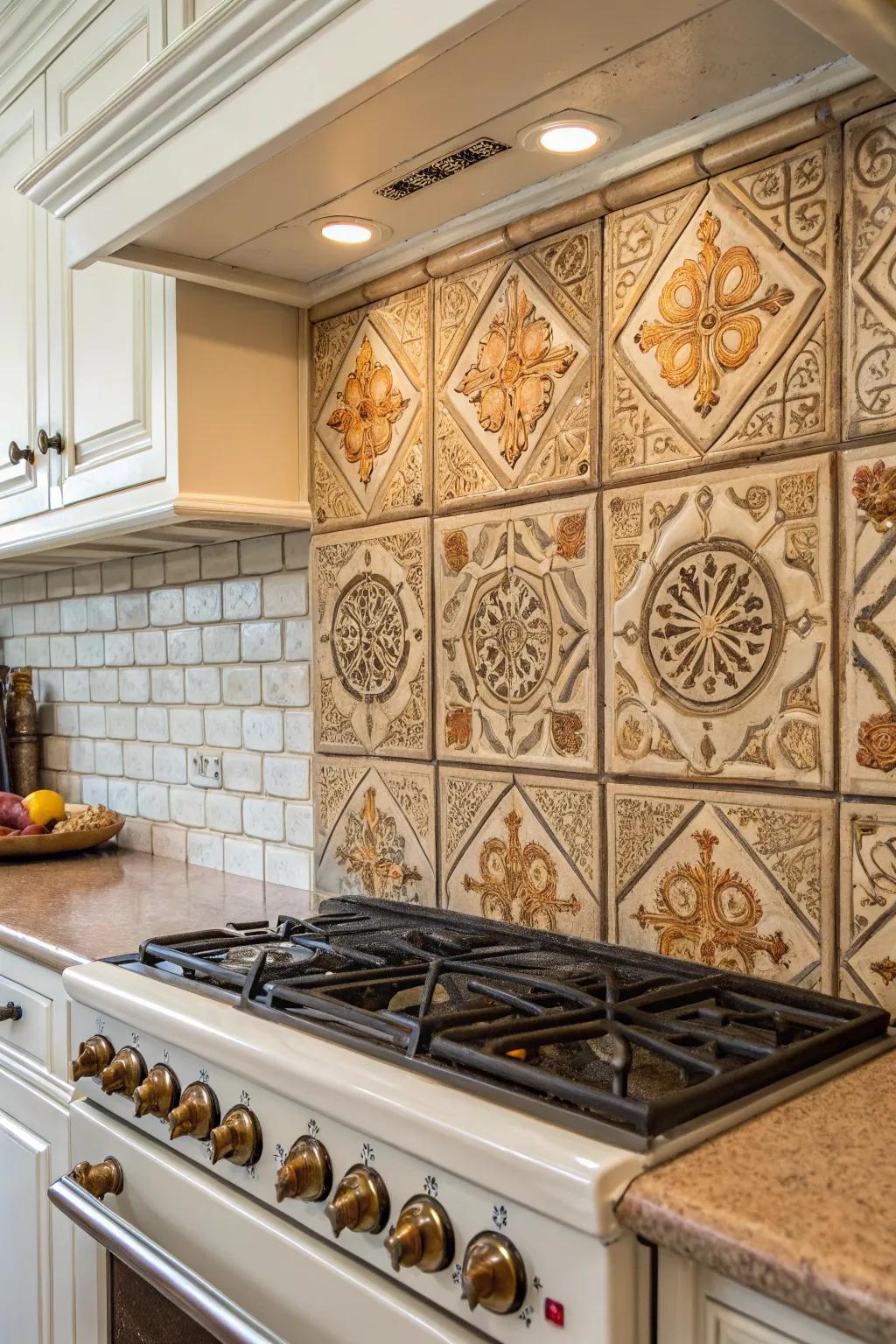A sense of history is infused into your kitchen by vintage tiles.