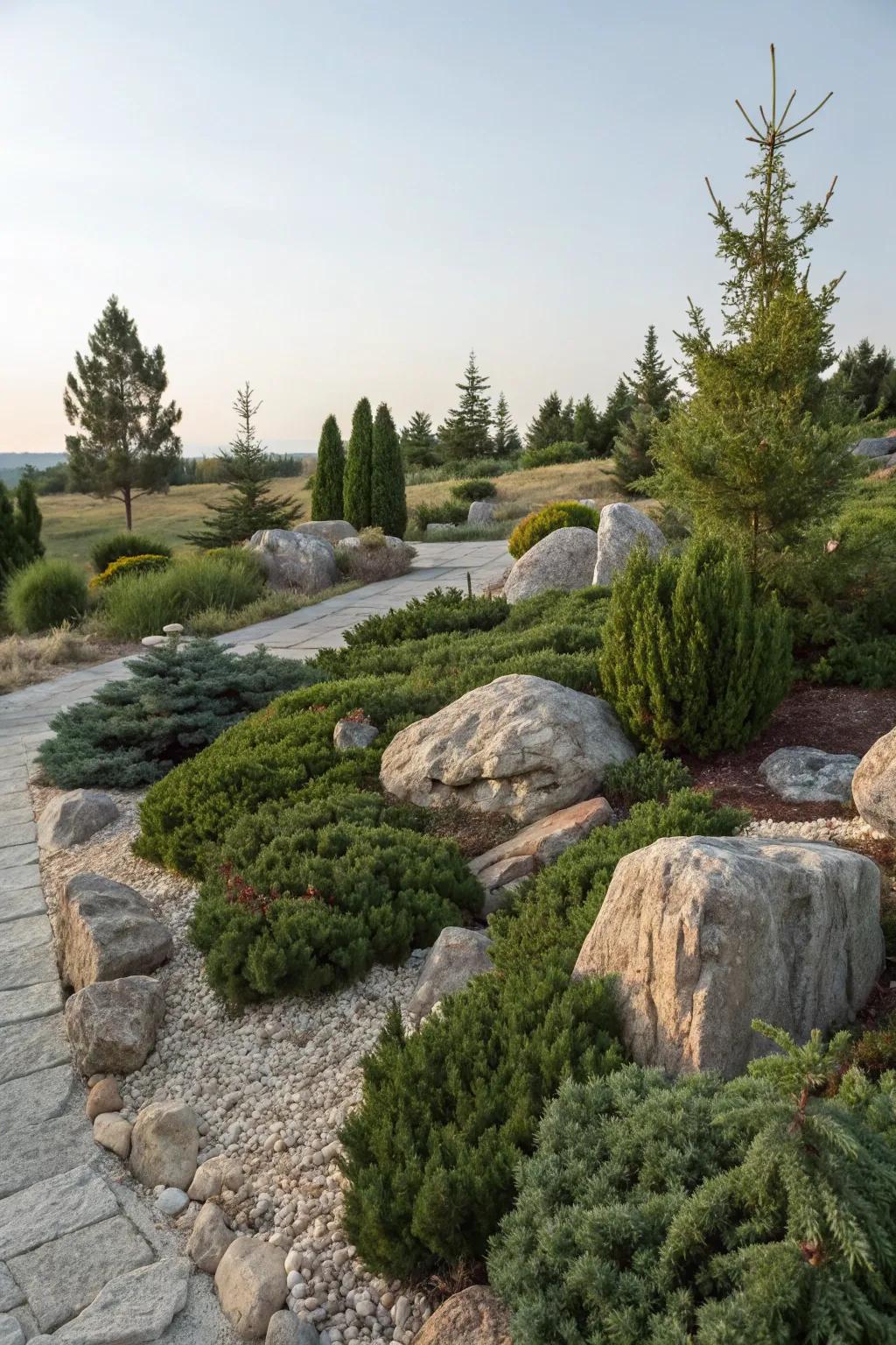 Alpine appeal with ground-cover evergreens
