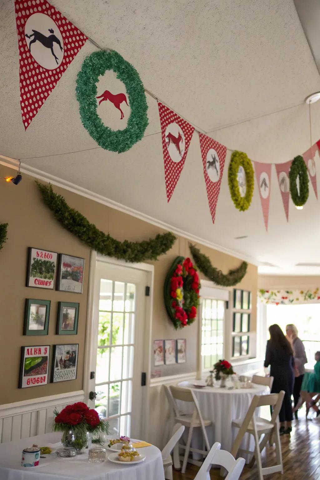 Charming handmade decorations add a personalized touch to the Run for the Roses theme.
