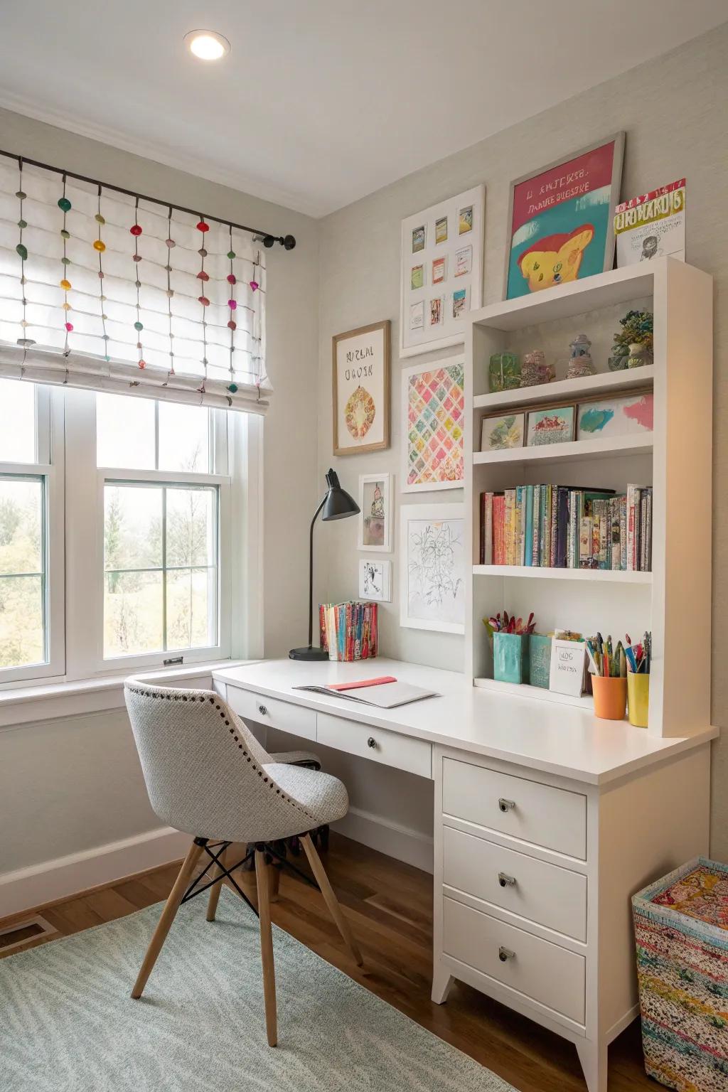 A partition-secured bureau that amalgamates vogue and functionality.