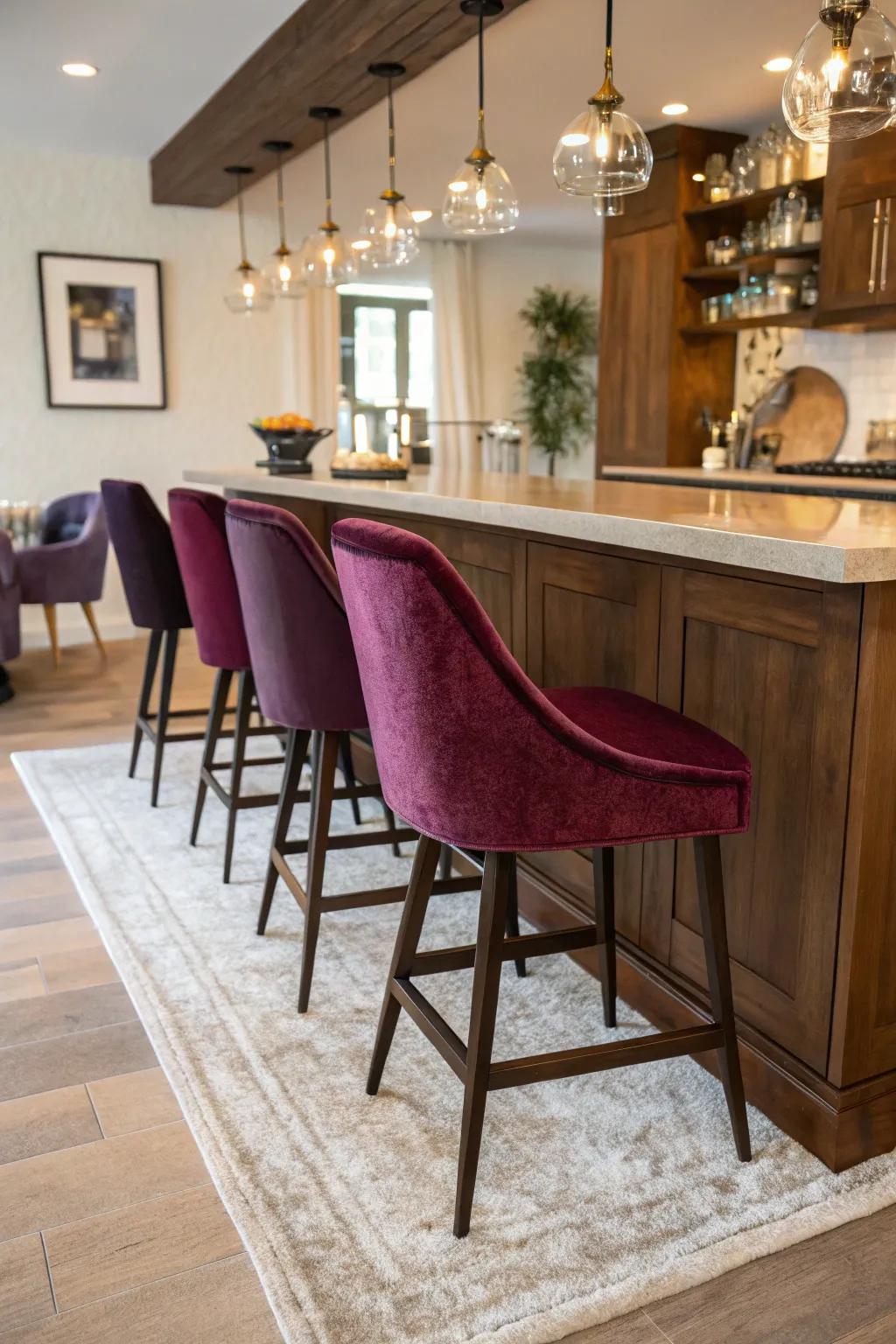 Textures transform your kitchen bar into a warm and welcoming area.