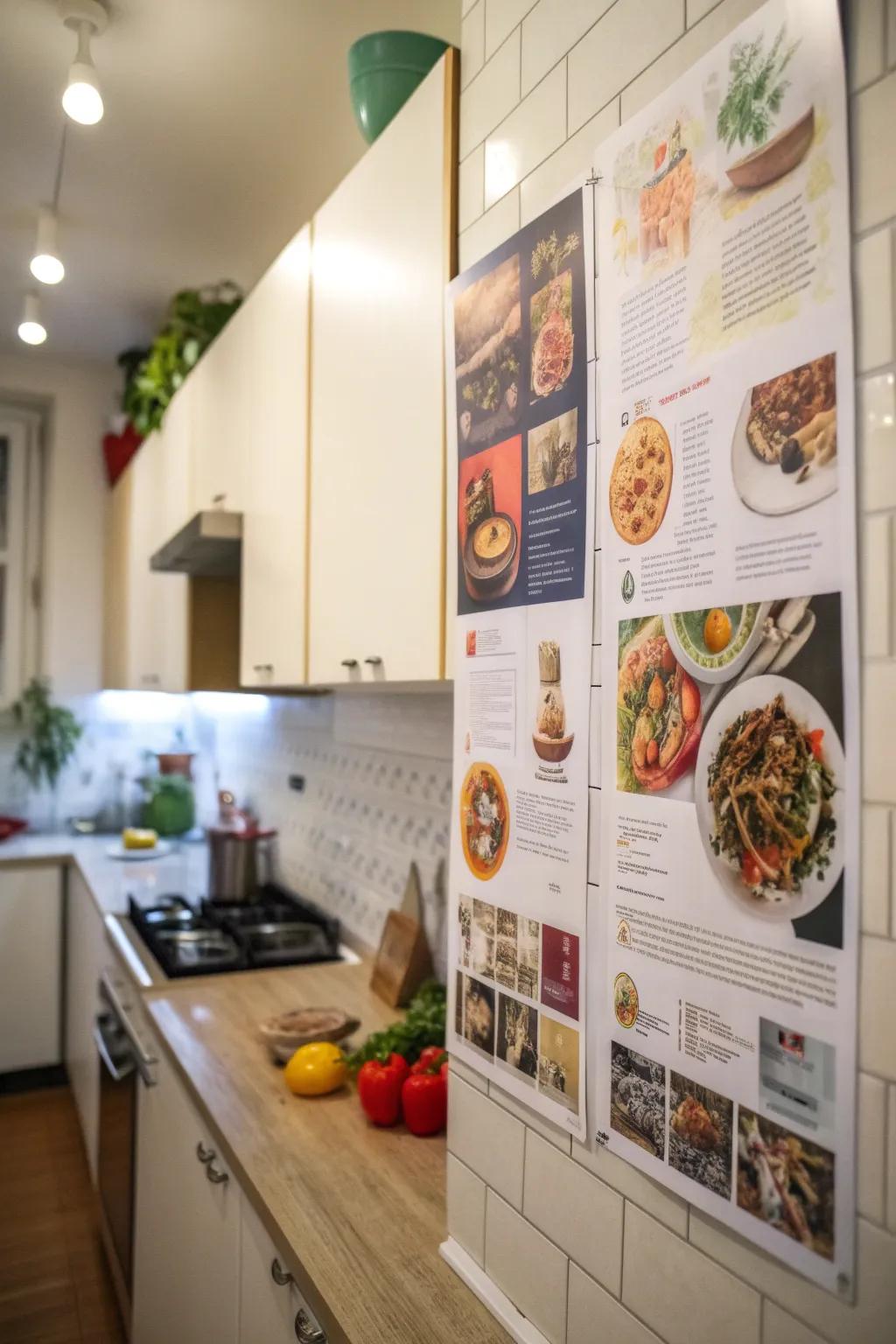 Recipe prints for inspiration and decoration in the kitchen.