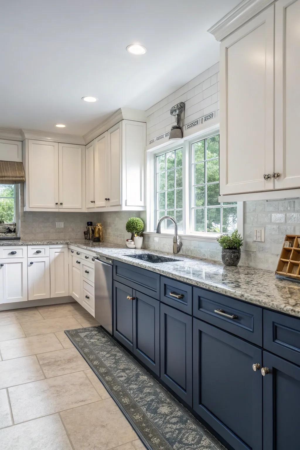 Two-tone cabinets add depth and interest to your kitchen's design.