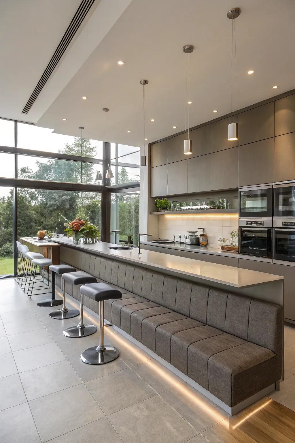 Hanging seating provides a modern and airy design element.