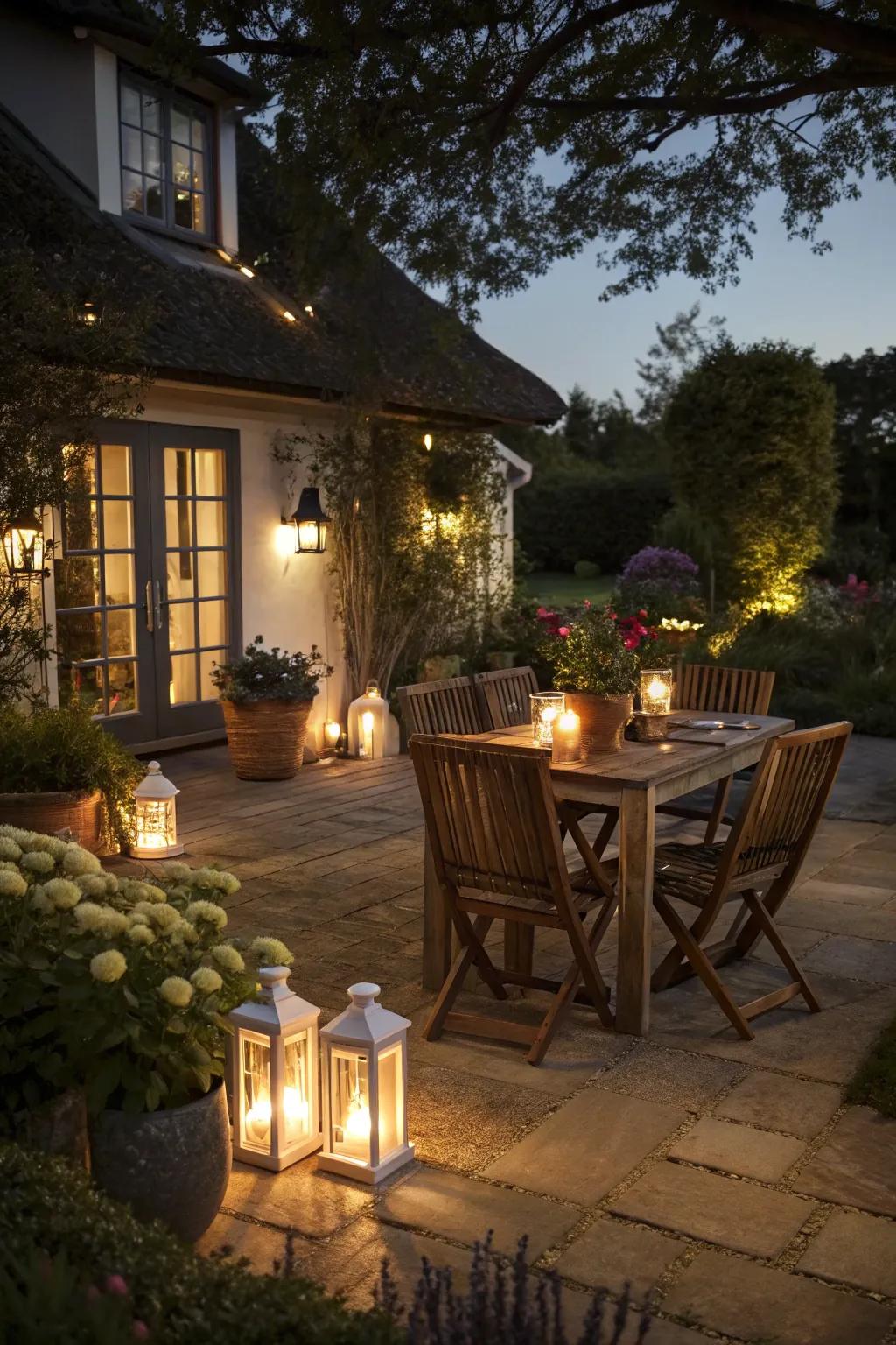 Lights turn patios into appealing outdoor havens.