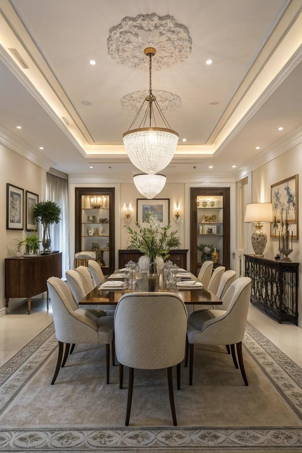 Balanced design that enhances the dining room’s harmony and aesthetics.