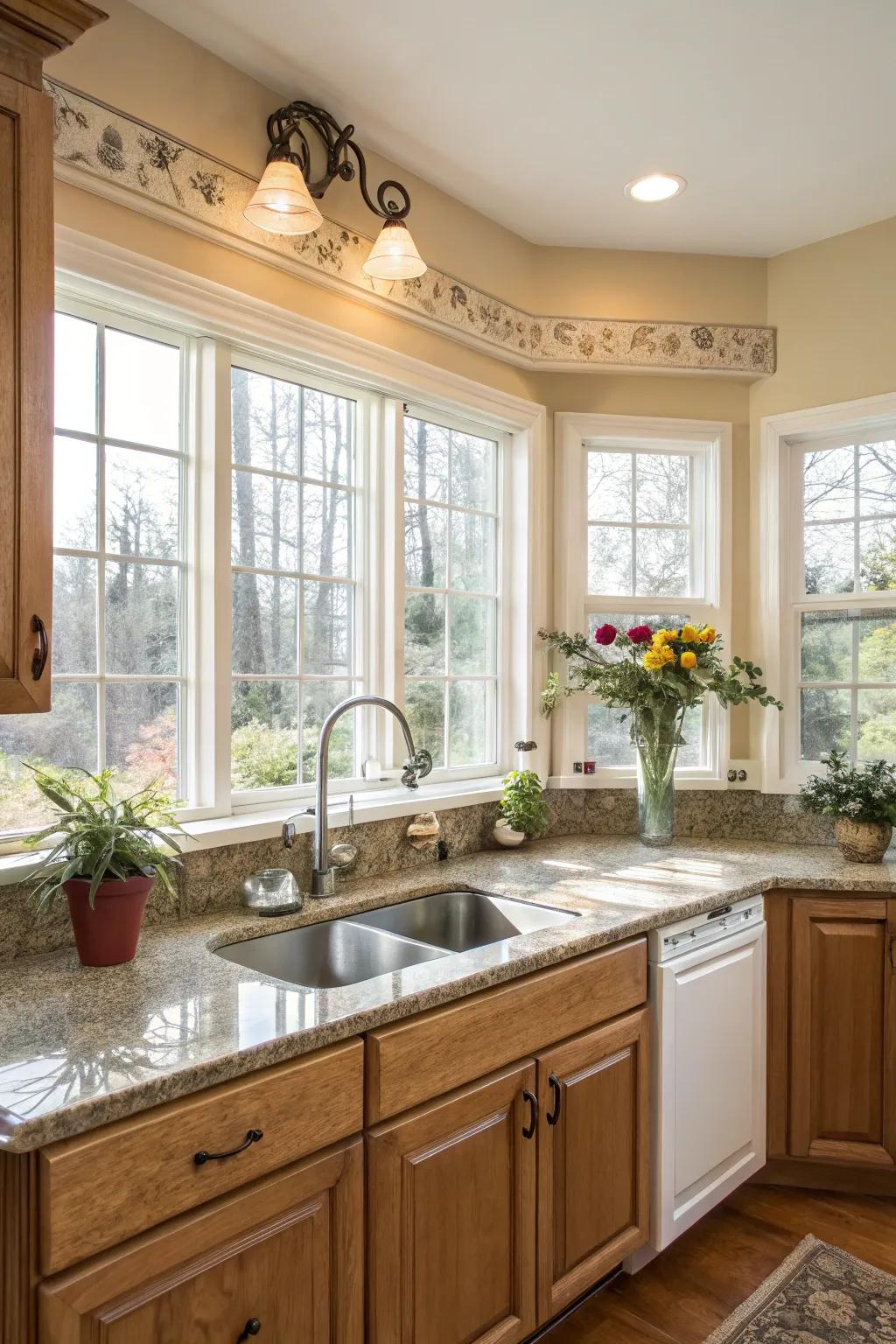 Radiant enclave through semi-circular windows.