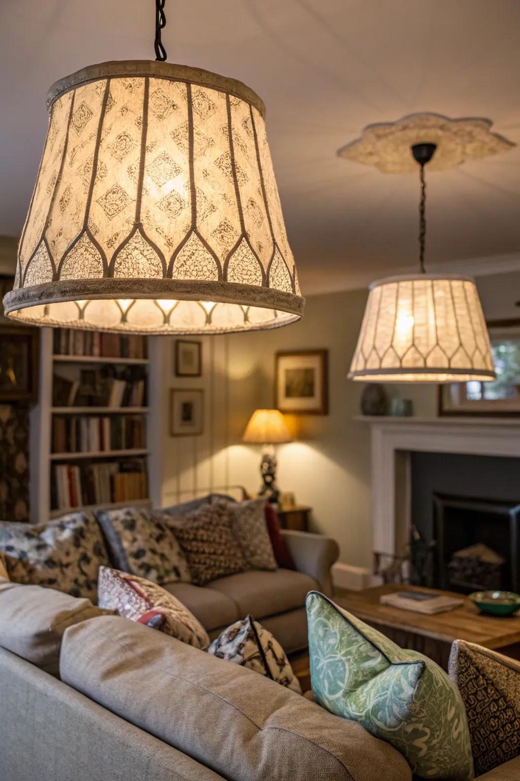 Fiber shields cast a gentle, cozy light.