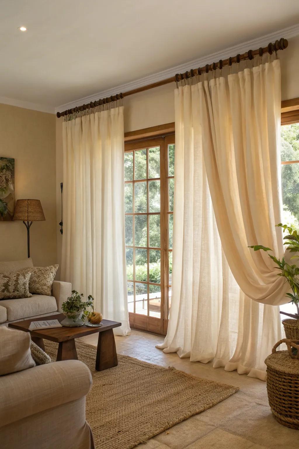 Unique texture and an environmentally conscious choice for your living room curtains.