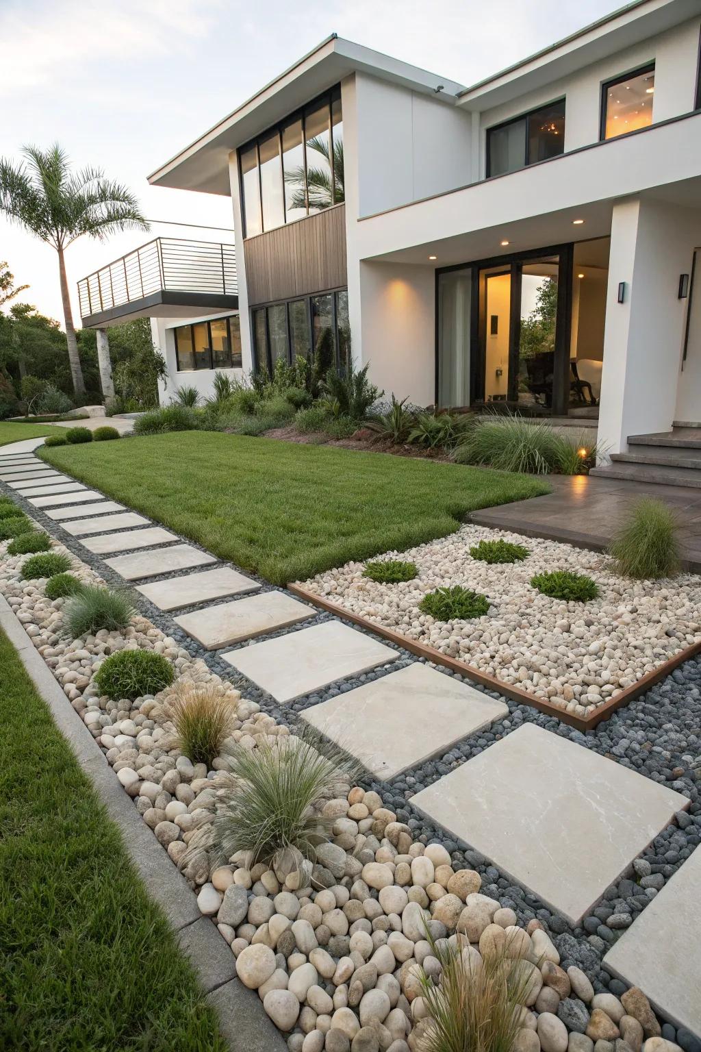 Stone beds delivering texture and modern sophistication.