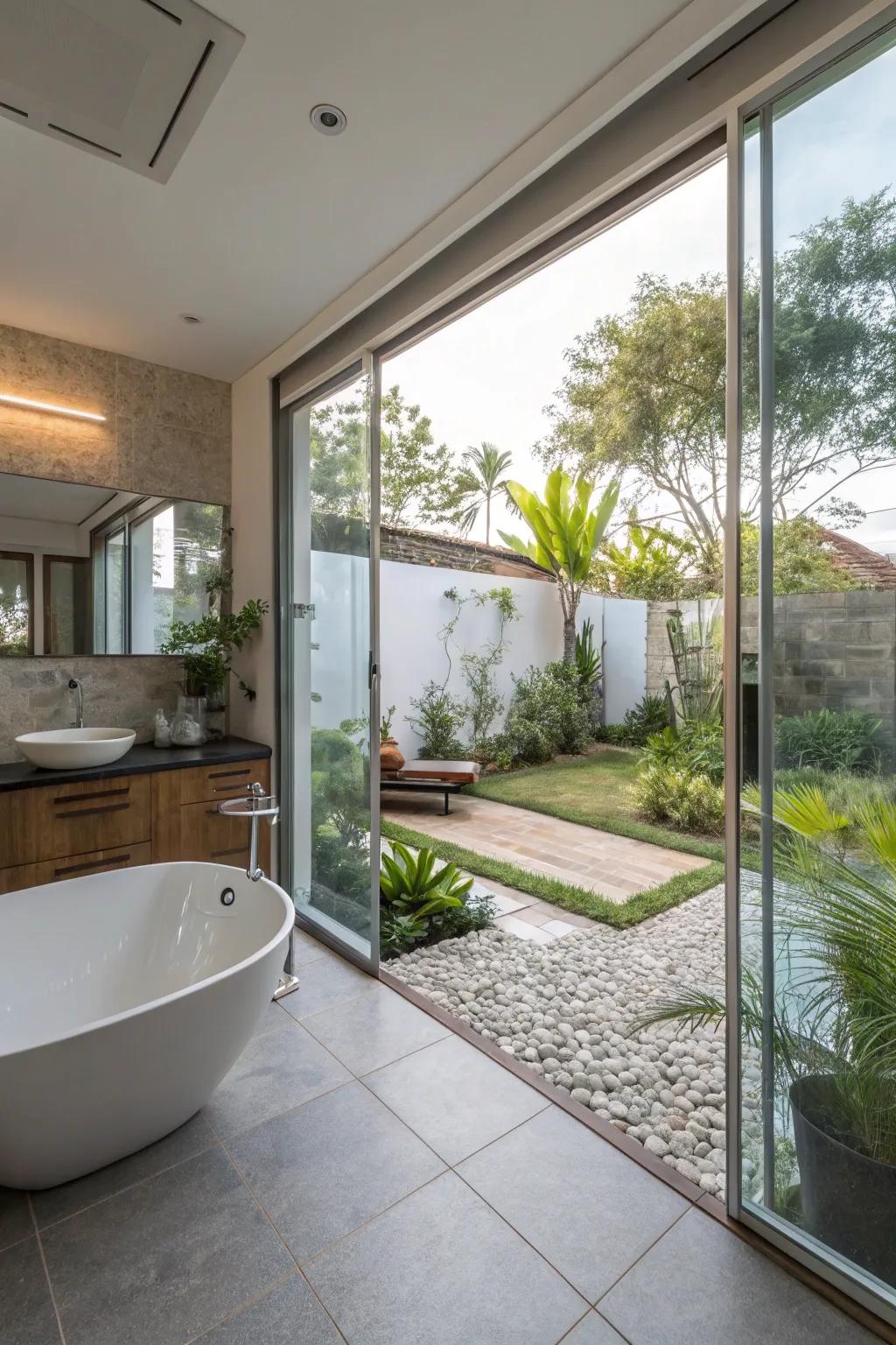 A seamless indoor-outdoor flow enhances the natural connection.