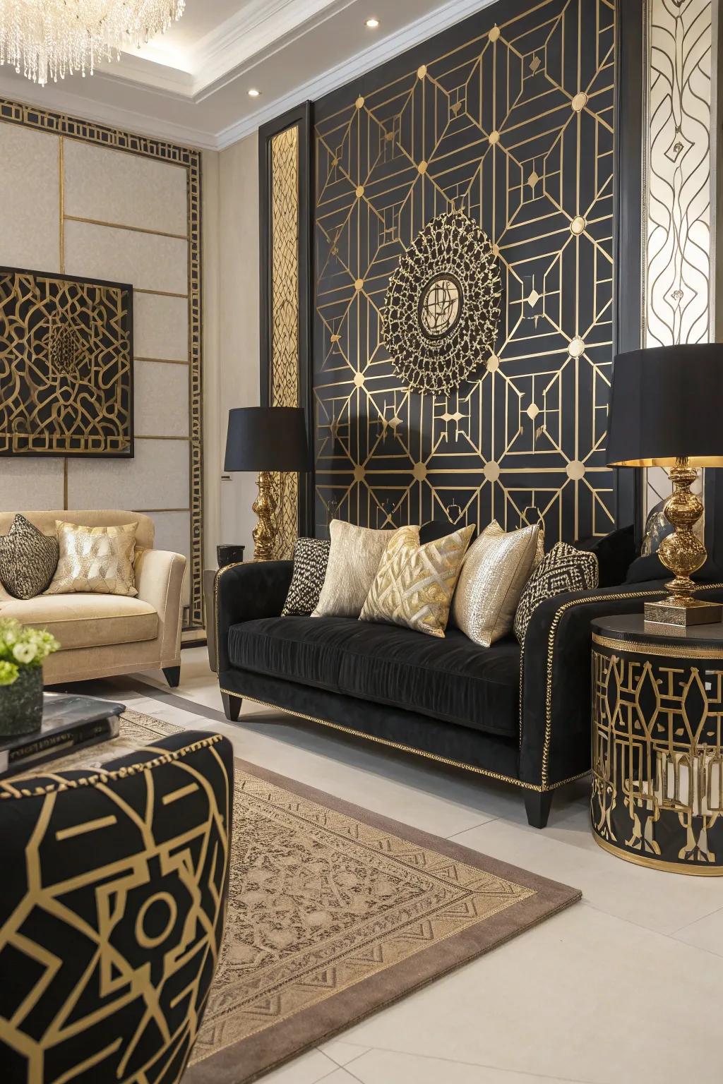 Geometric patterns injecting a modern touch.