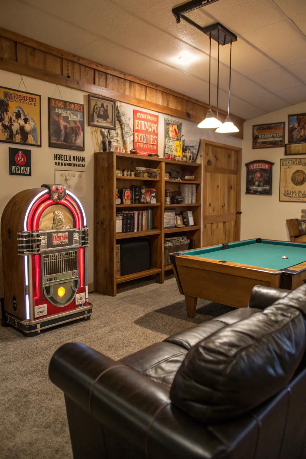 Vintage and retro objects enriching charm within the man cave.