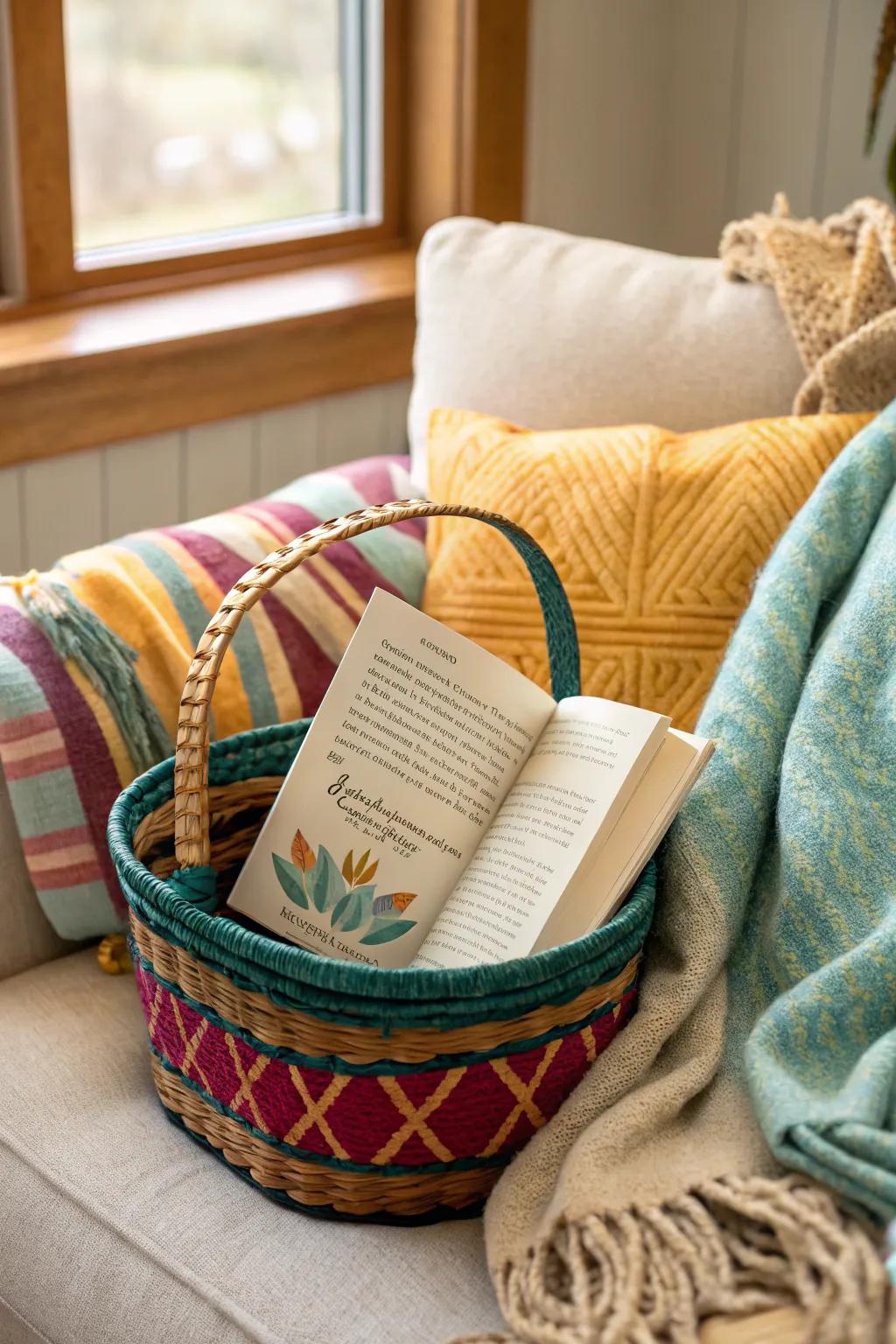 A bibliophile's May basket flawless for a serene afternoon reading.