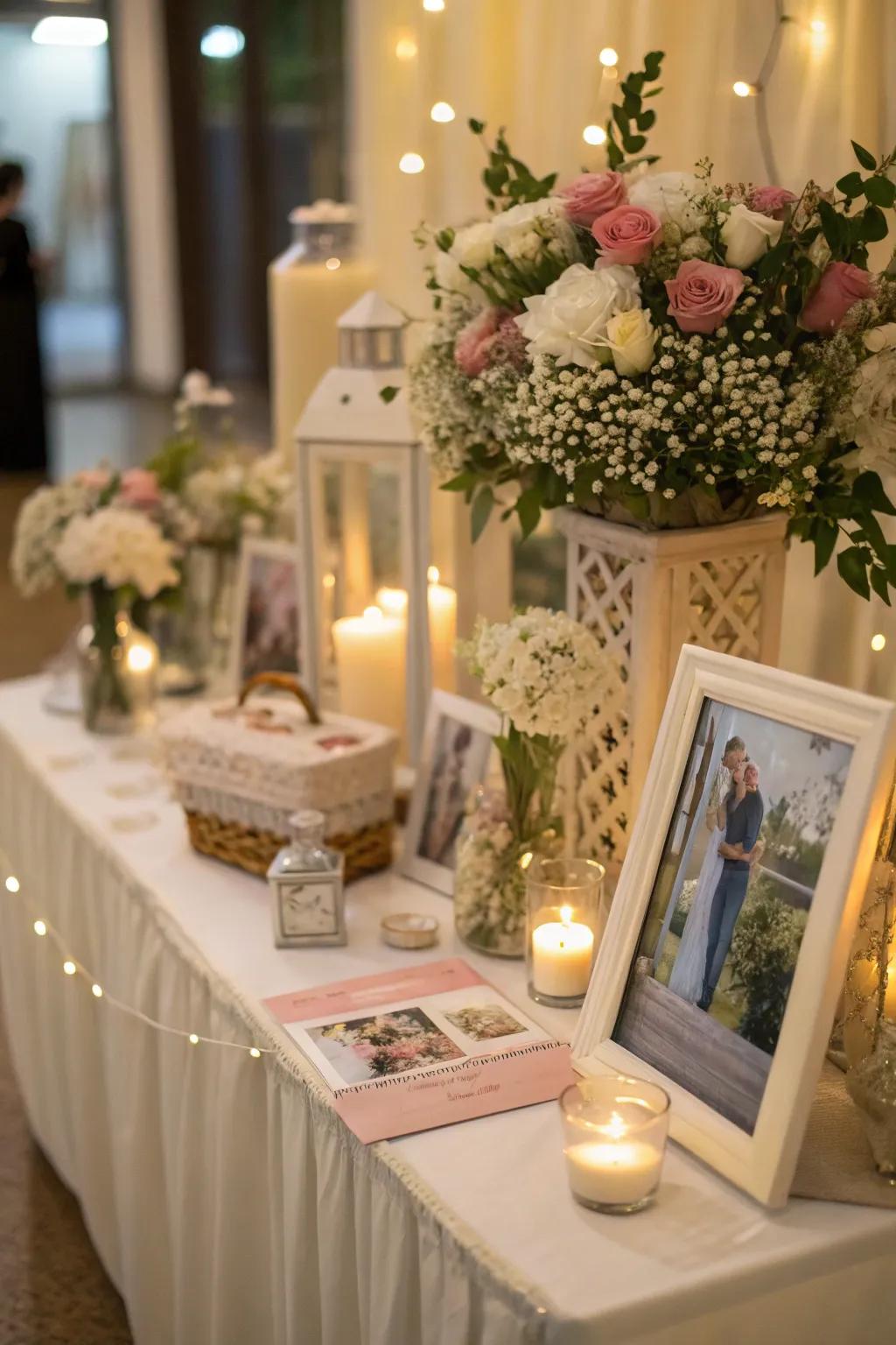Themed decor creates a cohesive and harmonious look for the memory display.