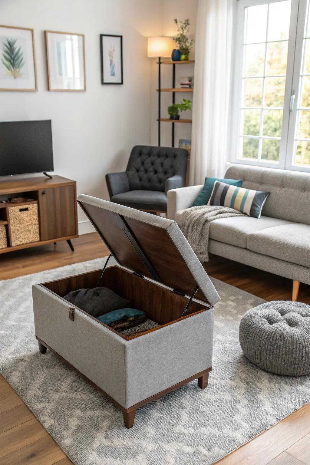 Adaptable furniture optimizing space.