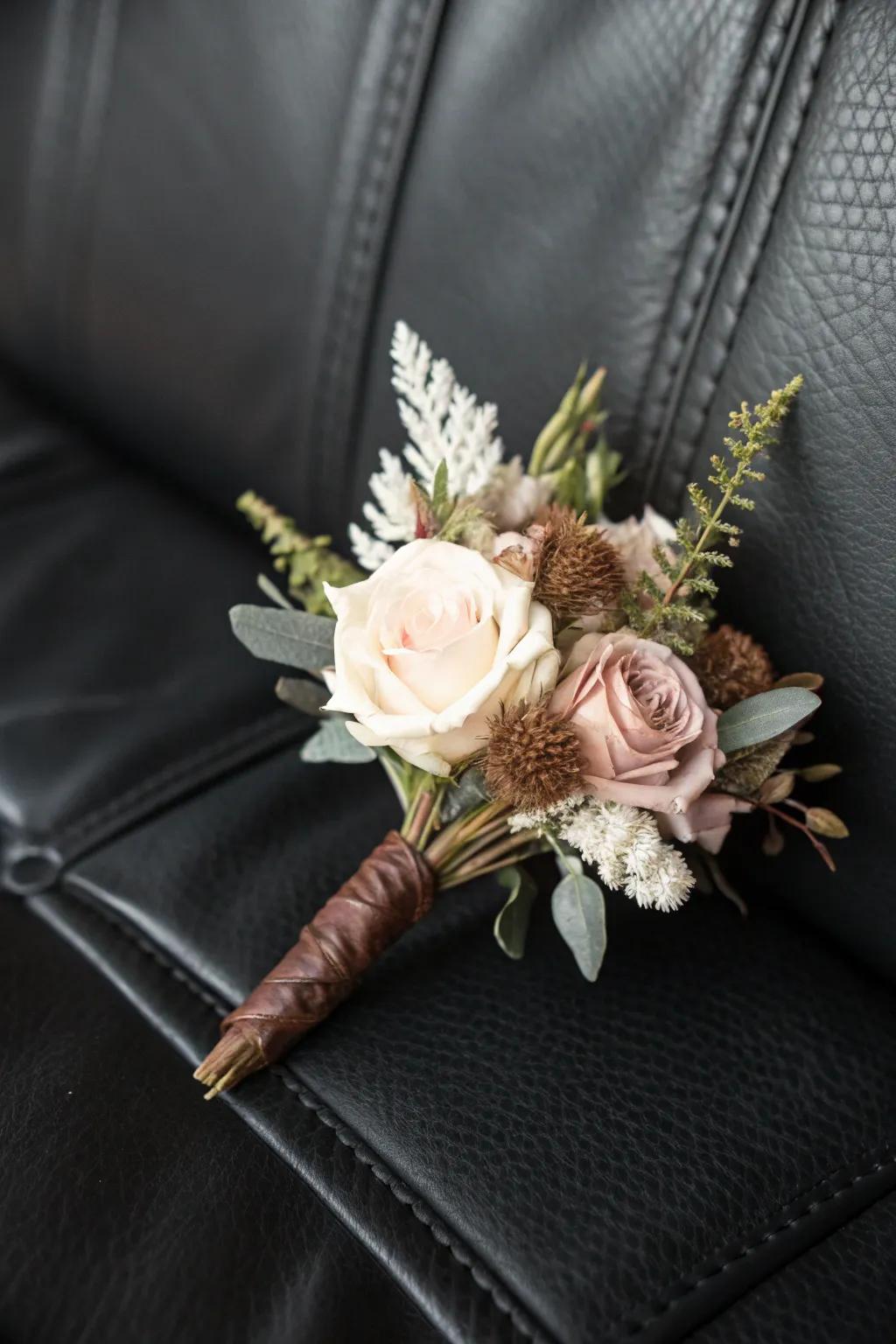 The synthesis of hide and florals generates a modern twist.