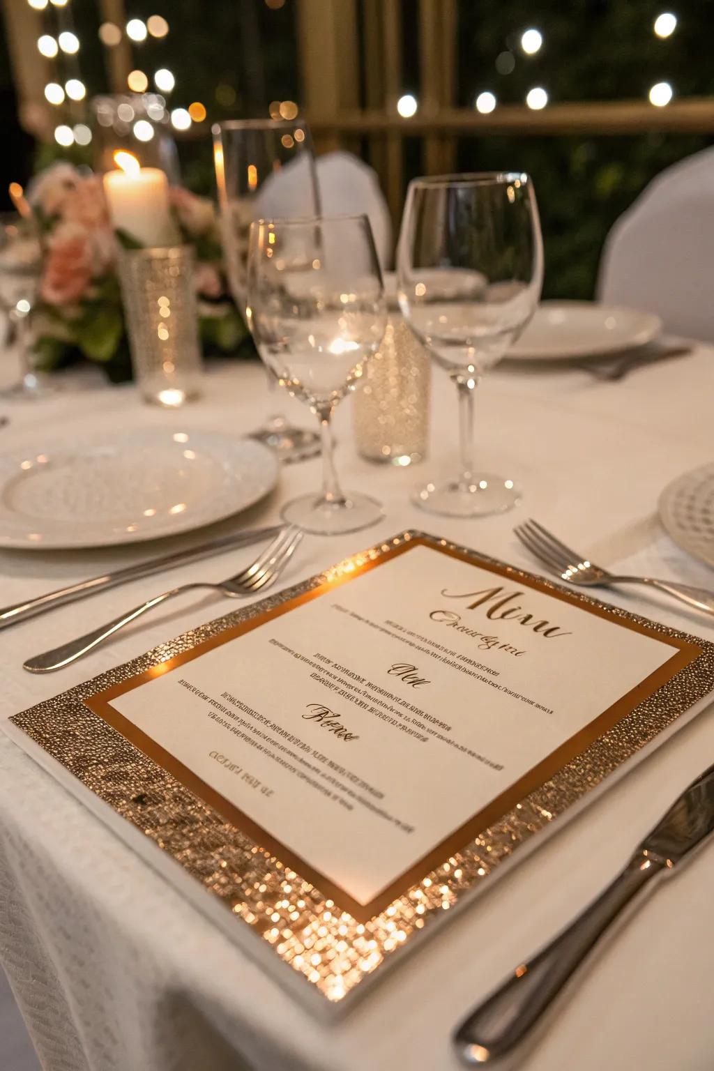 Metallic touches inject a glamorous touch into your menu.