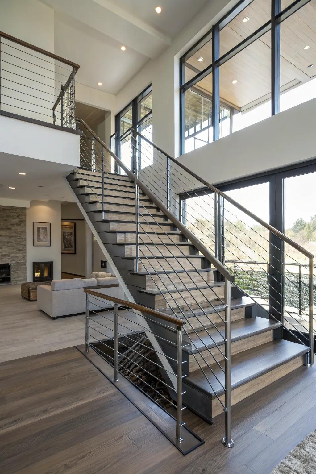 Polished and secure through contemporary cable barriers.