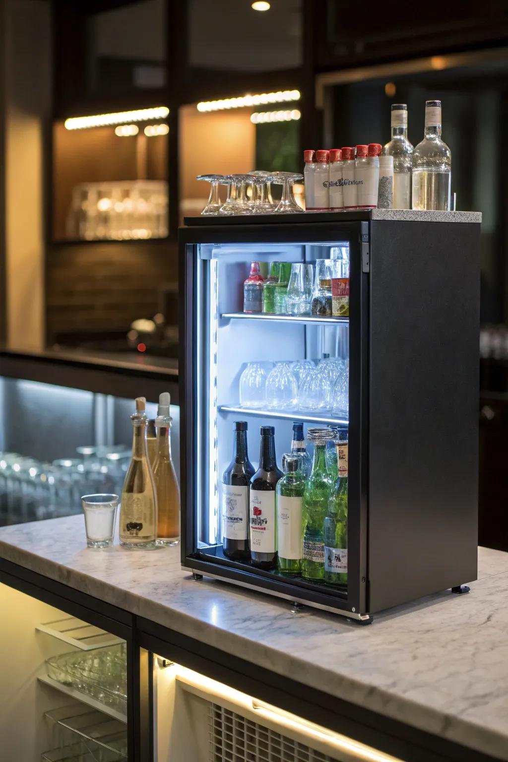Energy-efficient Light Emitting Diodes keep the home bar eco-conscious.