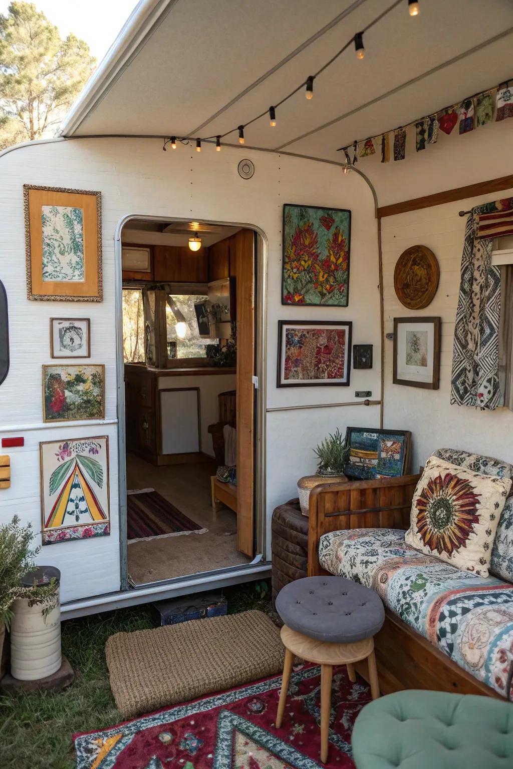 Customized art and design can make your mobile home feel distinct and welcoming.