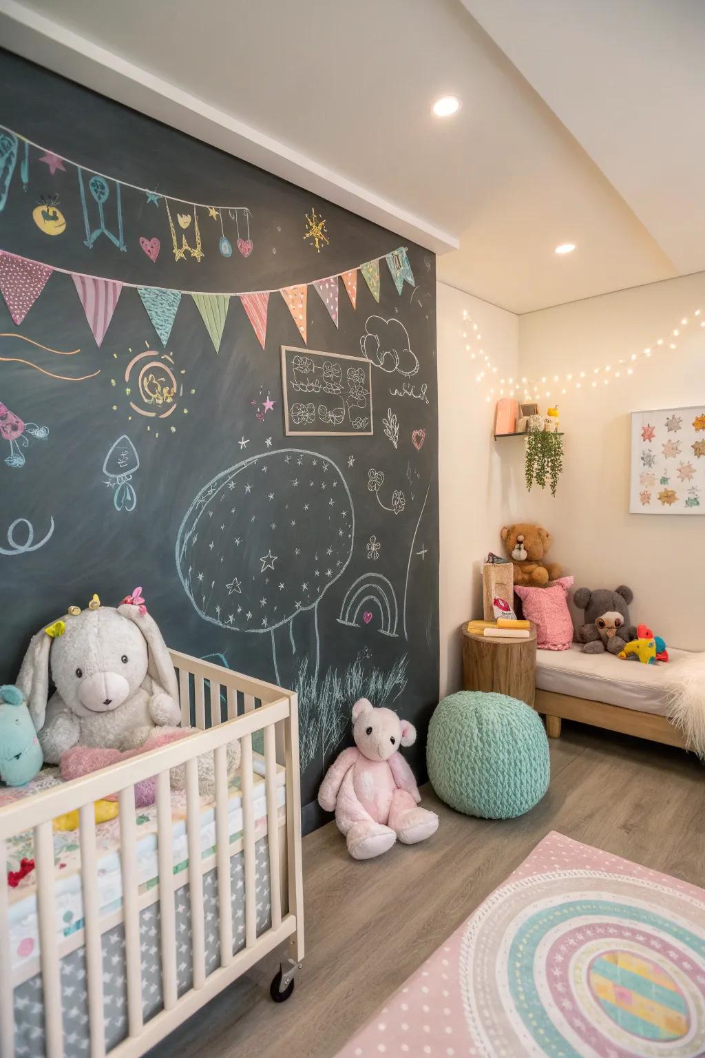 A wall for chalk hands out freedom and fun.