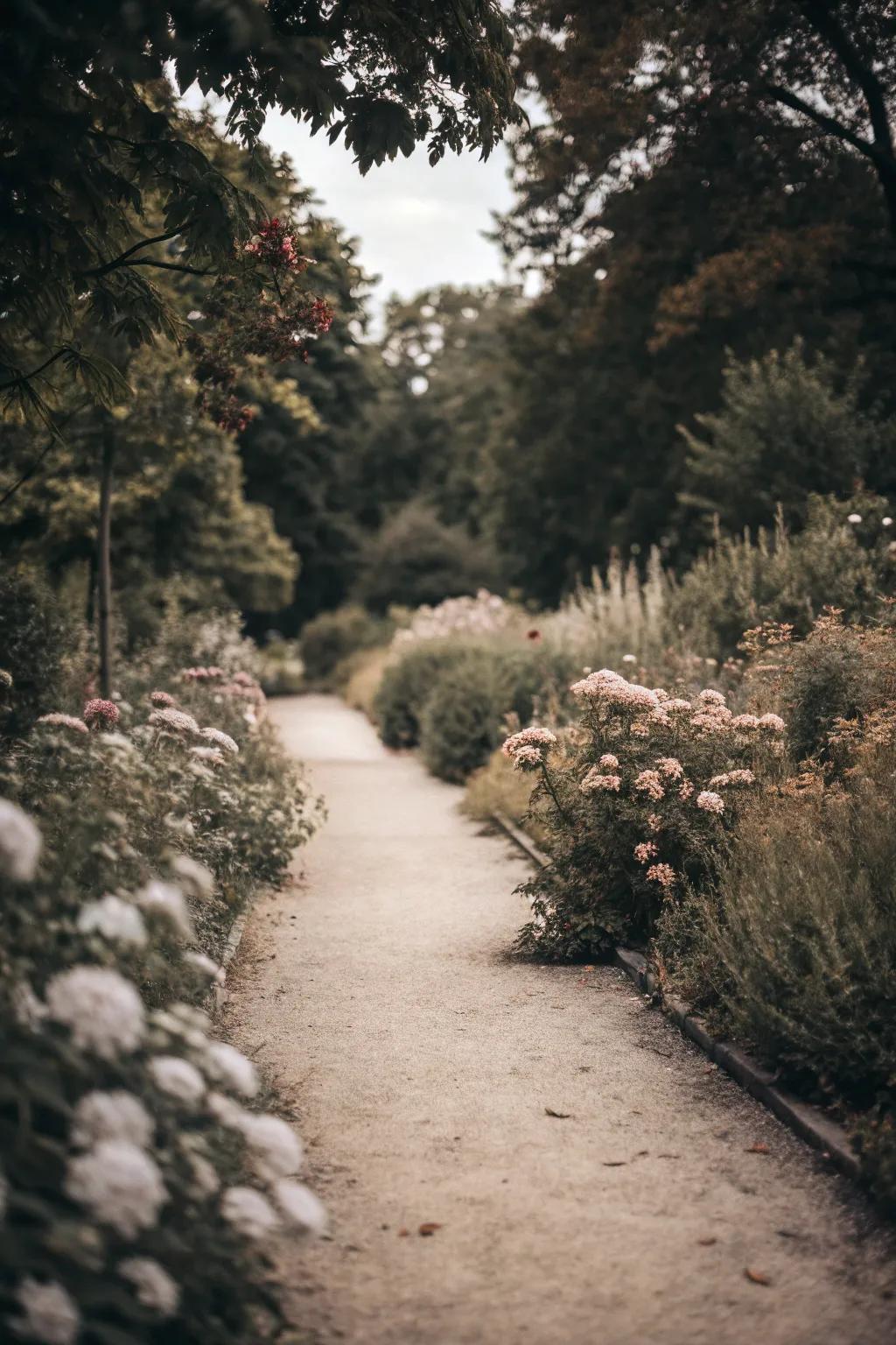 A garden path utilizing uniform tones for a cohesive appearance.