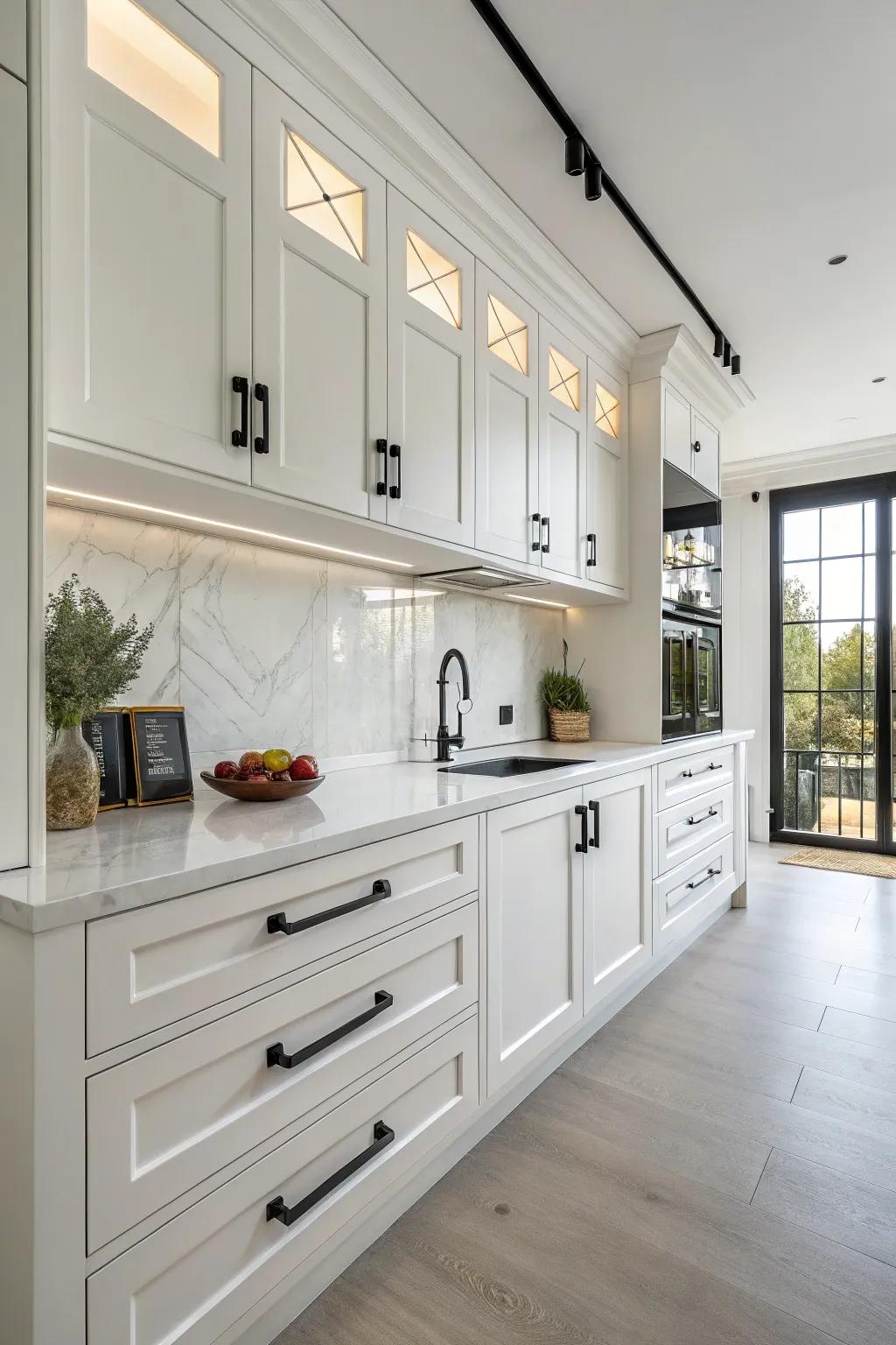 Contrasting metalwork adds a touch of sophistication.