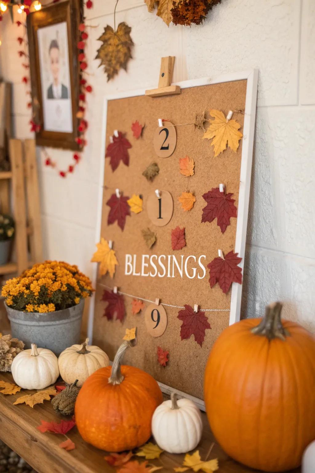 'Reflect on Blessings' bulletin board.