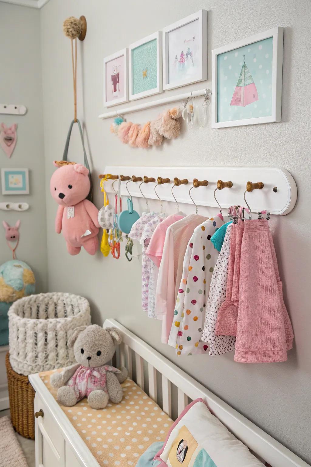 Adhesive hooks offer flexible and damage-free hanging solutions.