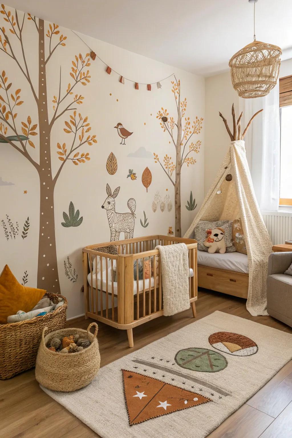 An enchanted forest nursery that brings the beauty of the forest indoors.