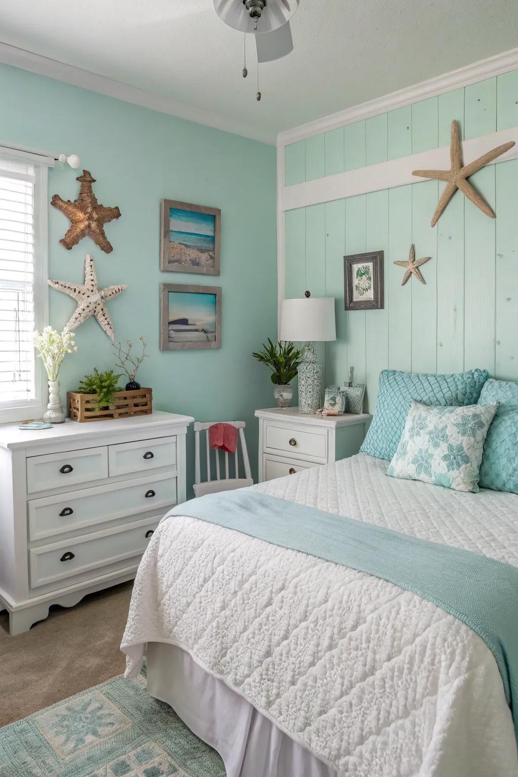 Pastel shades add a soft, tranquil touch to your ocean-themed space.