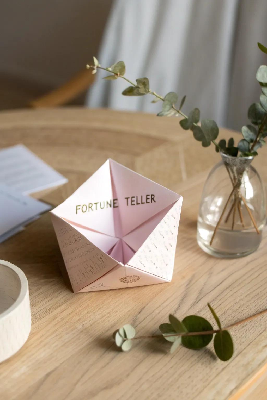Uncover genuine sentiments through each fold: a minimalist origami destiny teller for Mother's Day.