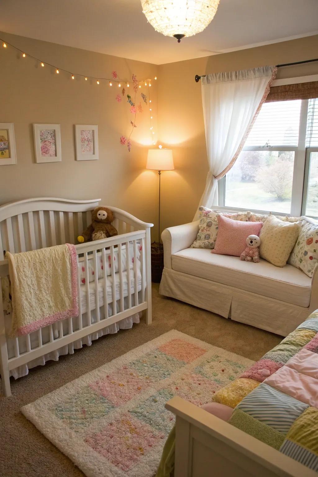 Dual-purpose designs optimize area, rendering nurseries versatile for guests.