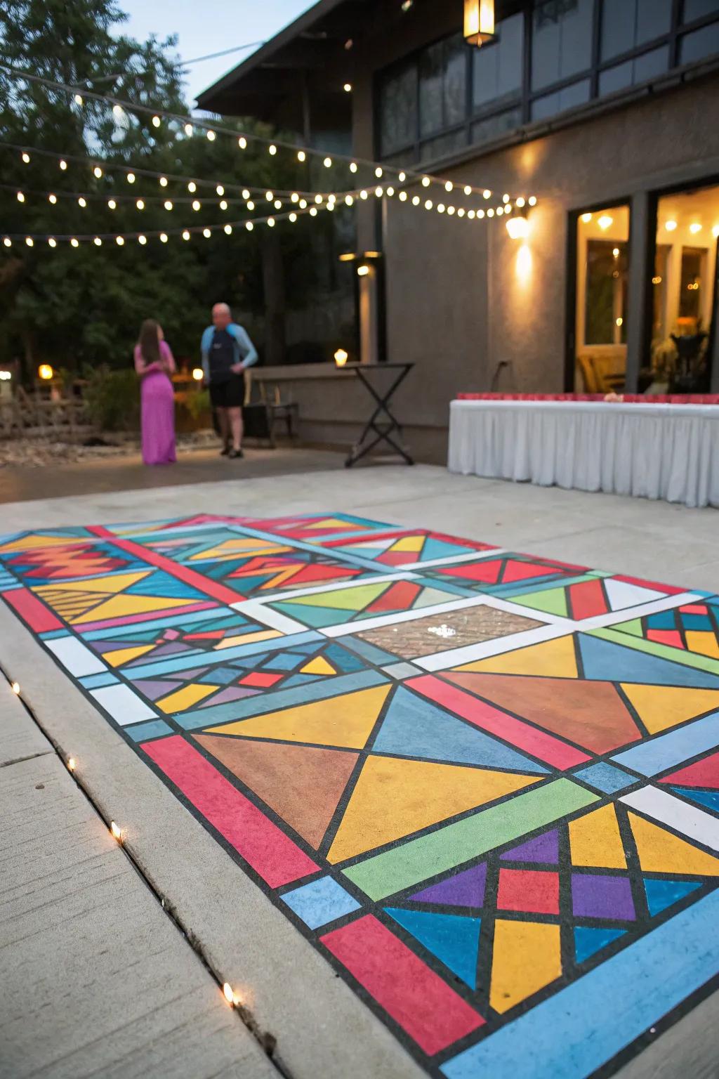 A dancing area design imparts enjoyment and excitement to the patio.