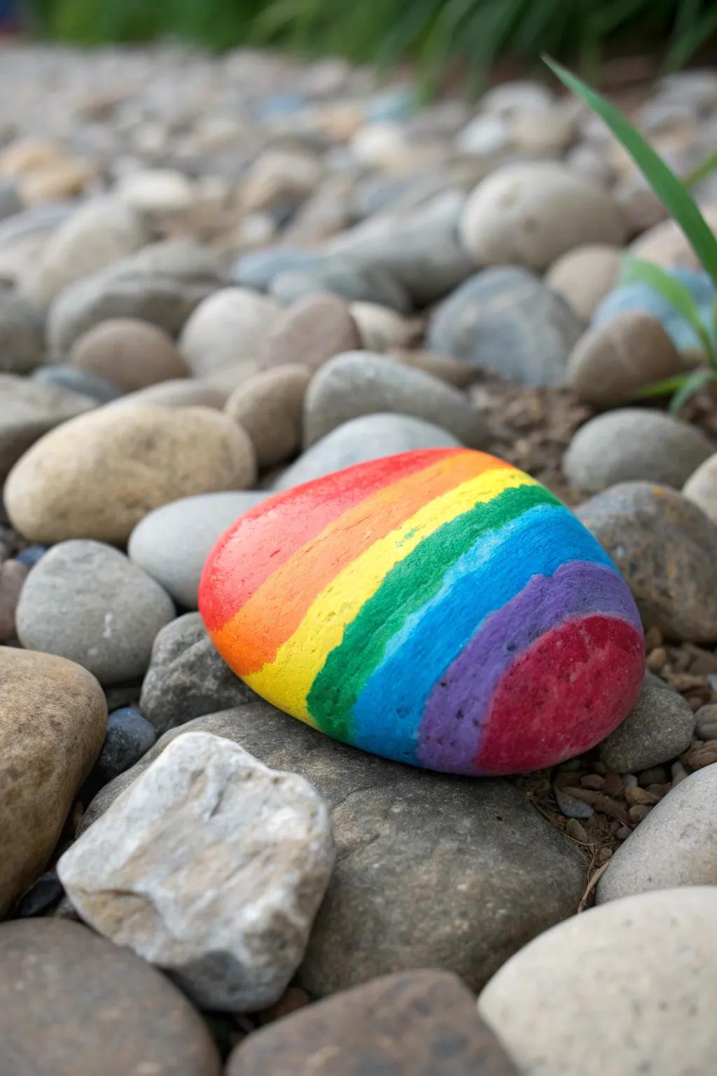 Make your garden turn into a colored stream of hues using this simple painted rock idea.