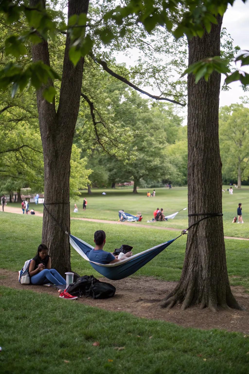 A hammock area offers a tranquil retreat within the party.