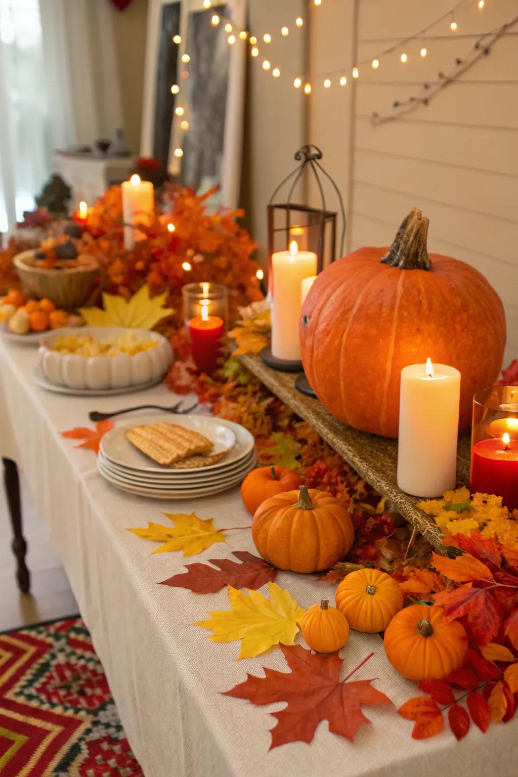 Seasonal decorations adding a cozy touch to the autumn table