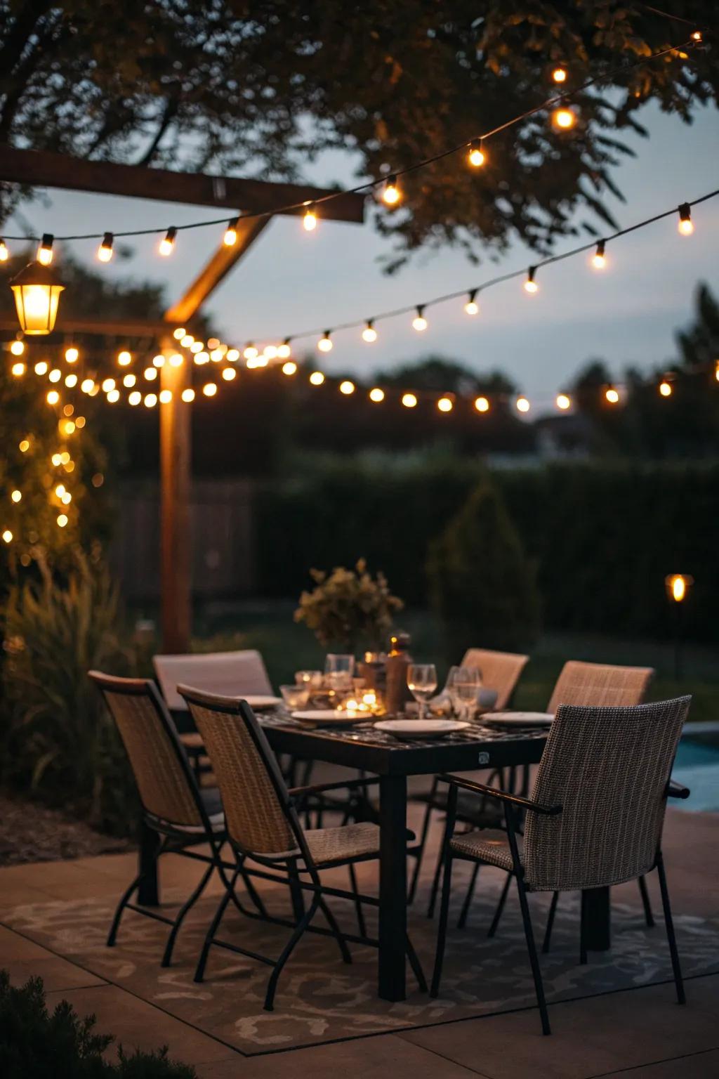 Dining arrangements establish a perfect spot for meals outdoors.